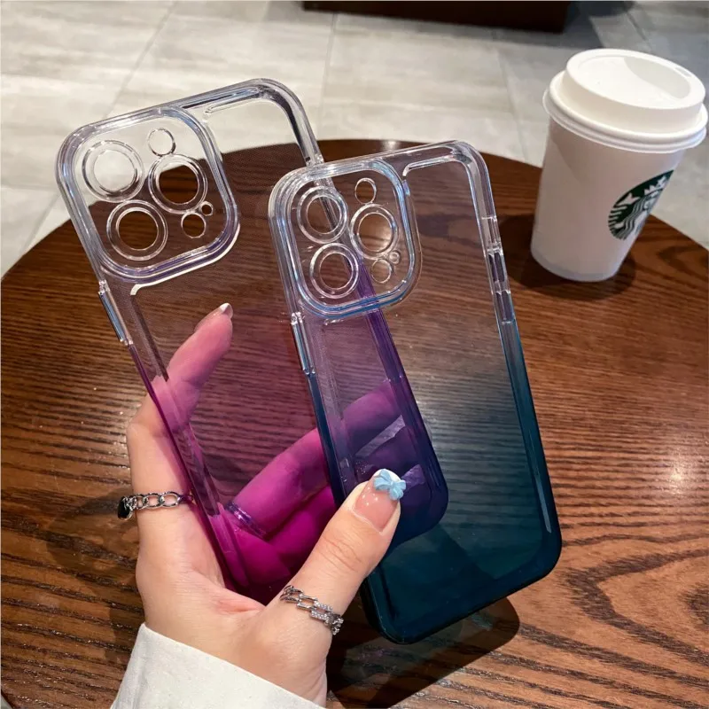 

Ins Style Gradient Silicone Phone Case Suitable For iPhone 14 13 12 11 Pro Max XS Max X XR 8 7 Plus Mini Transparent Phone Case