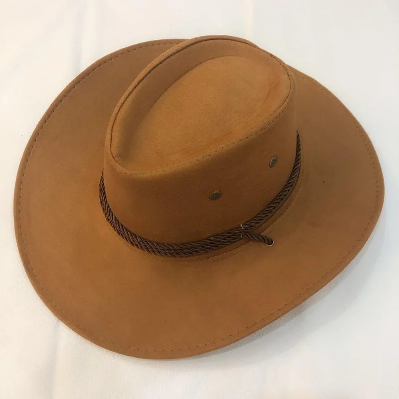 

Мужская Летняя шляпа от солнца, однотонная крутая ковбойская шляпа в западном стиле, однотонная мужская Кепка с козырьком, большая ковбойская шляпа В рыцарском стиле с веревкой в западном стиле