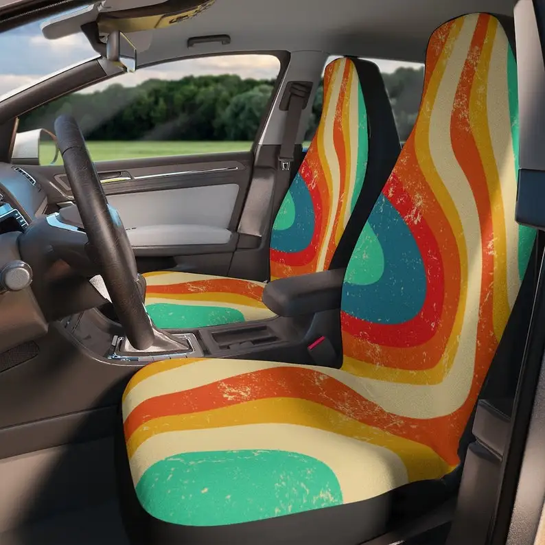 

Wavy Boho Hippie Car Seat Covers Car Seat Accessory Retro Mod Car Decor Vehicle Hippie Van Seat Cover Car Gift Hippy Seat Cover