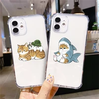 creative cute pet cat animal clear phone case for iphone 13 12 11 pro max x xs xr se20 7 8 6 plus shockproof tpu case fundas