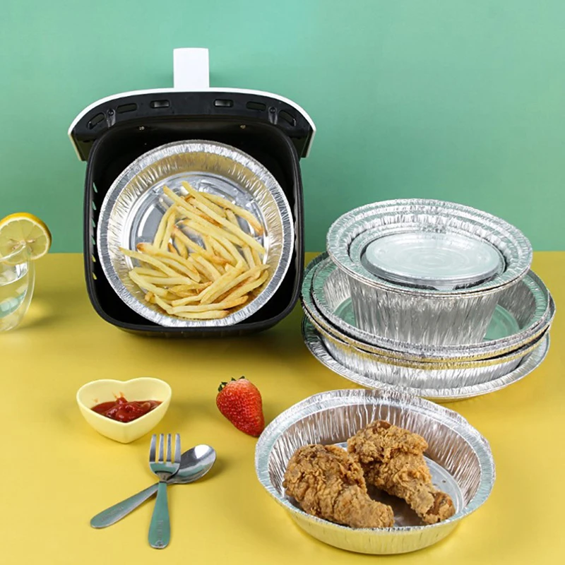 10pcs Air Fryer Disposable Paper Microwave Oil Foil Tin Steamer Mats Aluminum Foil BBQ Food Tray Container Non-stick Baking