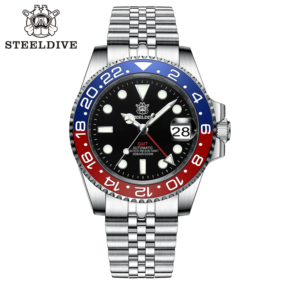 Часы STEELDIVE GMT SD1993 V2 NH34 автоматический механизм Супер Светящиеся 300 м