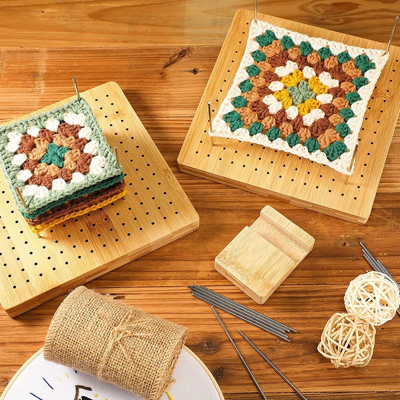 

Wood Crochet Blocking Board Kit With Stainless Steel Rod Pins For Knitting Granny Squares Crochet Board Crafting Lovers Gifts