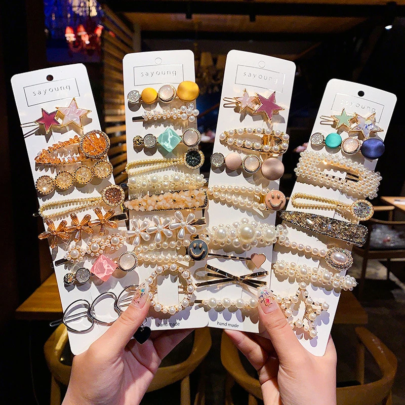 

Net Red Flower Hair Claw Clip Female Pearl Head Trim Clip Korean Fish Star Moon Bangs Clips Hairpin Hair Accessories For Girl