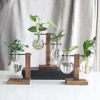 Винтажная стеклянная ваза для растений, бонсай, ваза для цветов, деревянный поднос, стойка для цветов, для гидропоники, для растений, домашний декор стола, станция для распространения