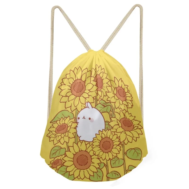 Flower Molang Drawstring Bag Lady Pretty Flower Pattern Leisure Outdoor Bag?Polyester Fabrics Clothes And Shoes Bags For Women