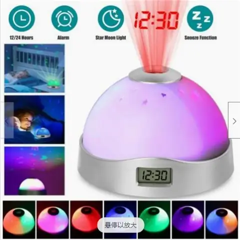 1 шт. светодиодный цифровой проектор Будильник 7 цветов изменения времени дисплей легко установить многоцветсветильник ночник часы Прямая поставка