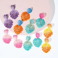 creative colorful hollow turtle leaf earrings for women trendy temperament statement party vacation earrings jewelry wholesale