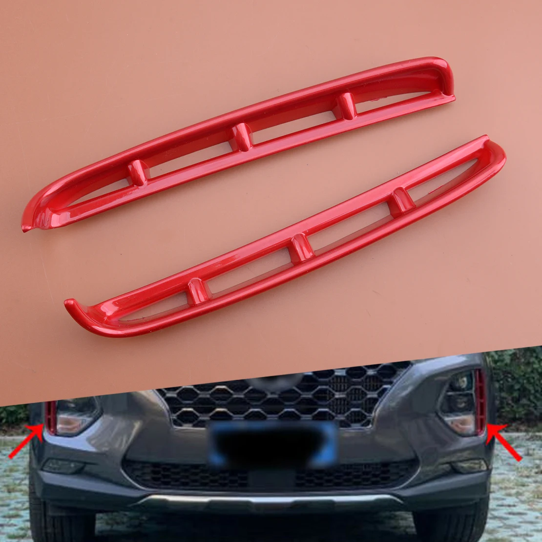 

Накладка на входной воздушный клапан автомобильной фары, декоративная накладка для Hyundai Santa Fe 2019-2020, Красный пластик