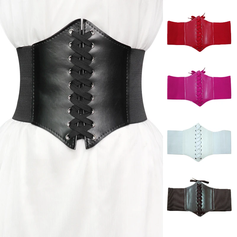 

Eekisuf Punk Women Corset Top Sexy Lace up Girdle Underbust Waist Bandage Bustier Body Slimming Wide Belt Dress Girdle Waistband