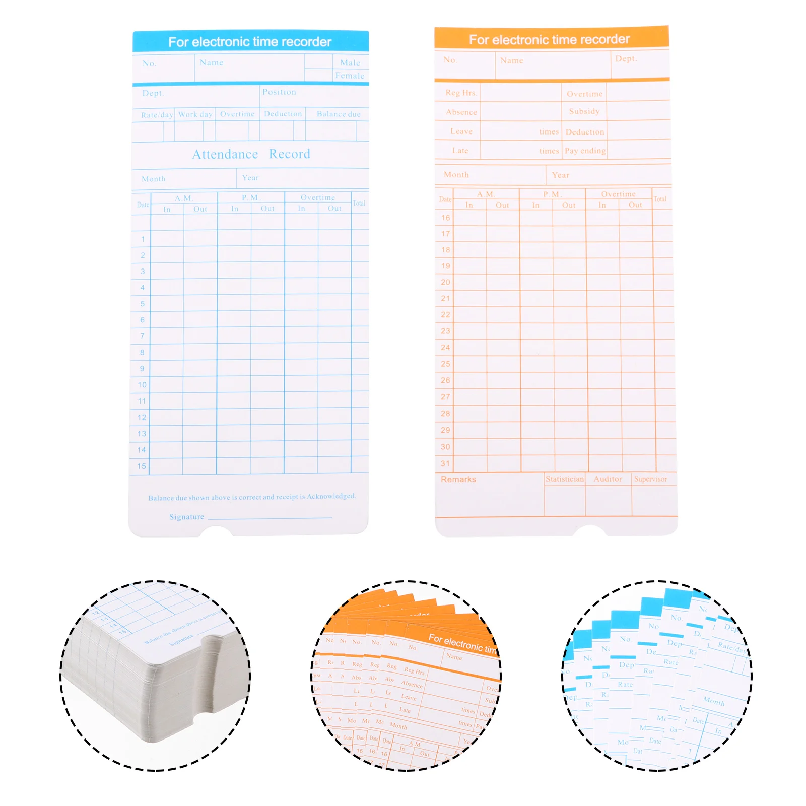 

Attendance Card Recording Time Double Sided Clock Recorder Monthly Clocking Cards Office Imported 350G Cardboard Company Work
