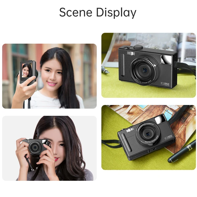 Andoer 1080P Digital Camera Video Camcorder 48MP 3.0 Inch Auto Focus 16X Digital Zoom with Selfie Flash Mirror for Kids Teens 4