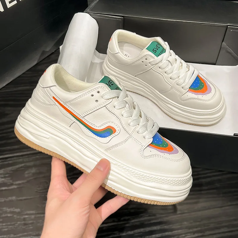 Soft Soles 6cm Chunky Sneaker 2023 Fashion Female Breathable Hidden Heels Casual Women Vulcanize Five Style Platform Woman Shoes