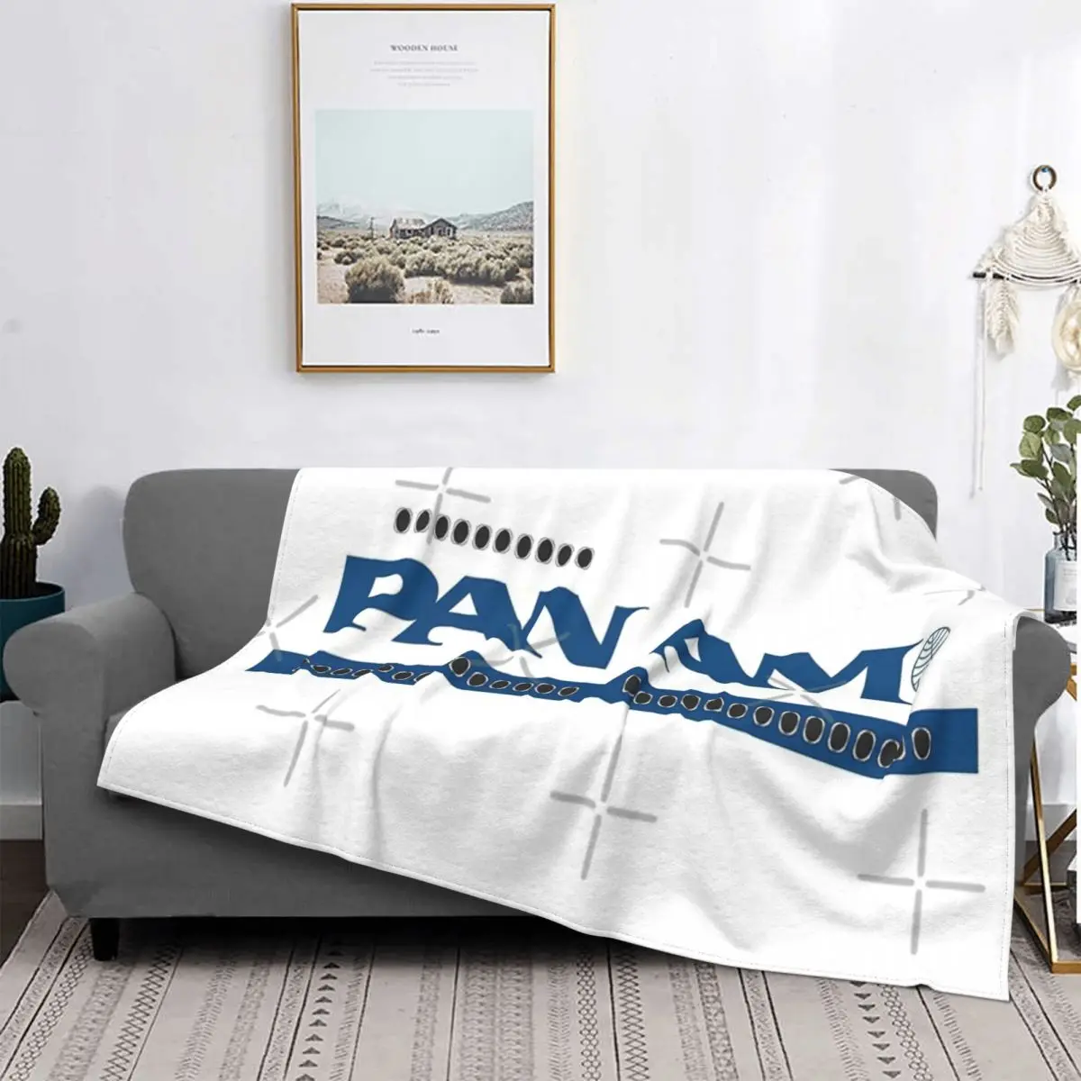 

Pan Am-Manta de стиль 747, Edredon a cuadros para cama, toalla de playa, mantas a cuadros para Baby
