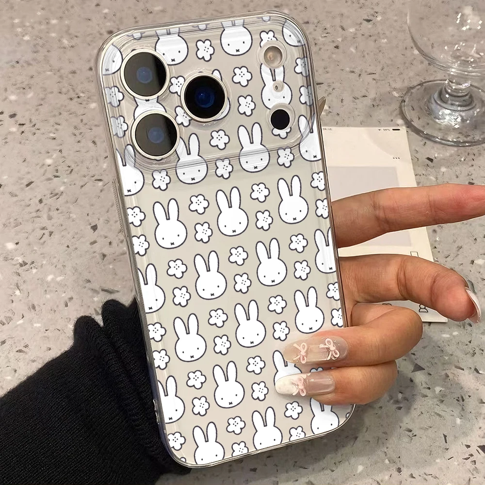Милый чехол для телефона с кроликом M-Miffany для iPhone 17, 17e, Air 16, 16e, 15, 14 Plus, 13, 12, 11 Pro Max, X, Xs, XR, 8 – Мягкий прозрачный чехол из ТПУ (art.: 3920db2a4bd90) - 3920db2a4bd90