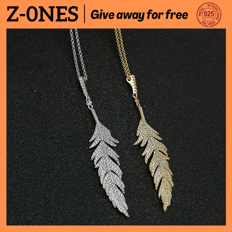 

925 Sterling Silver Necklace Feather Adjustable Necklace Silver and Gold Monaco Jewelry Sweater Chain Ladies Gift