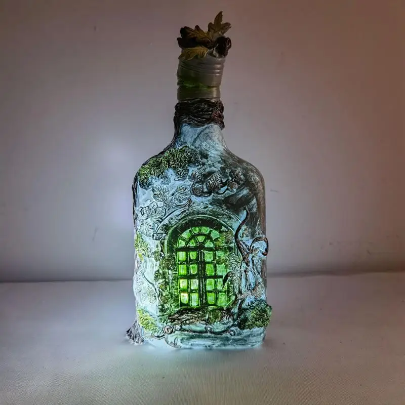 

Luminous Wine Bottle Ornaments Resin Decorative Lights Desktop Wine Bottle Sculpture Arts Crafts Night Light Home Office Tool