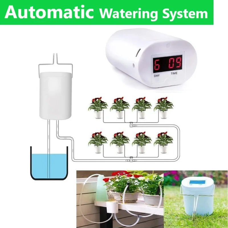 2/4/8Heads Automatic Watering Pump Controller Flowers Plants Home Sprinkler Drip Irrigation Device Pump Timer System Garden Tool