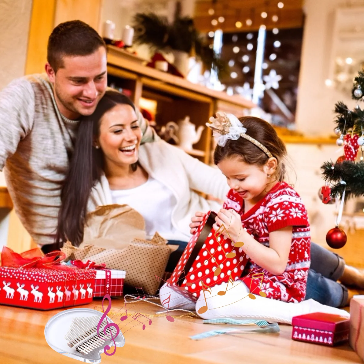 

1 Set Kalimba 17 Keys Thumb Piano Cat Shape Crystal Kalimba Mbira Finger Piano