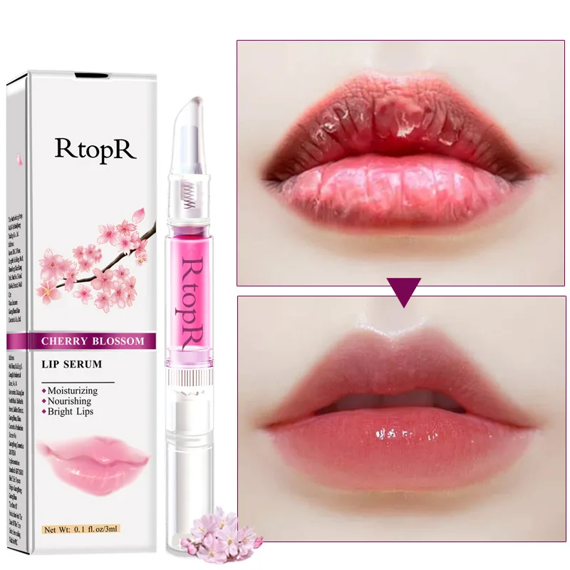 

RtopR Lip Serum Moisturizing Lip Dry Crack Repair Nourish Peeling Balm Mask Reduce Lips Fine Lines Essence Oil Makeup Cosmetics