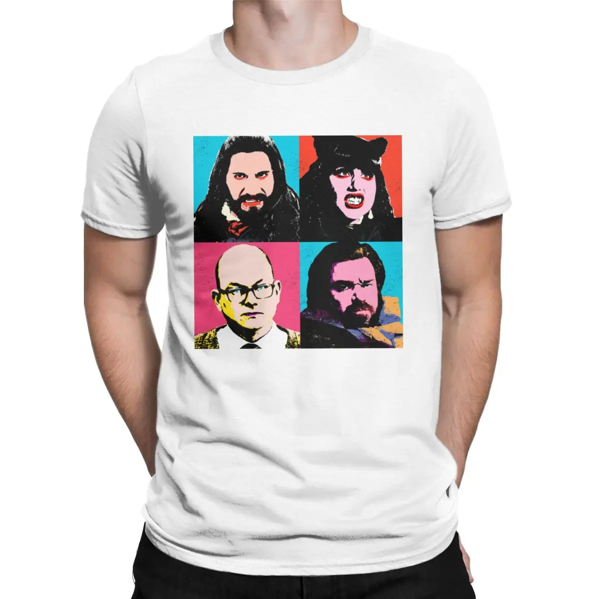 

What We Do In The Shadows Vampire Warhol Men's clothing Cotton Unique T-Shirts Crew Neck Tees Short Sleeve Clothes New Arrival