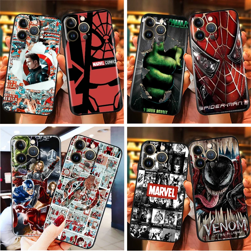 

Marvel Avengers Phone Case For Apple iPhone 13 12 11 Pro Max 13 12 Mini X XR XS Max 5 5s 6 6S 7 8 Plus SE2020 Soft TPU Back
