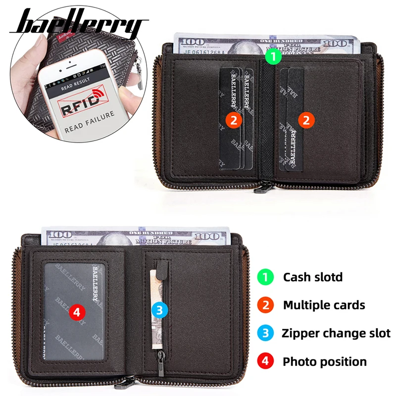 Baellerry новые короткие мужские кошельки RFID большая емкость карман для монет на