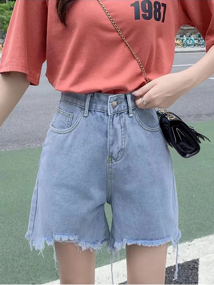 

FTLZZ летние женские повседневные уличные Асимметричные джинсовые шорты, женские винтажные джинсовые шорты с широкими штанинами