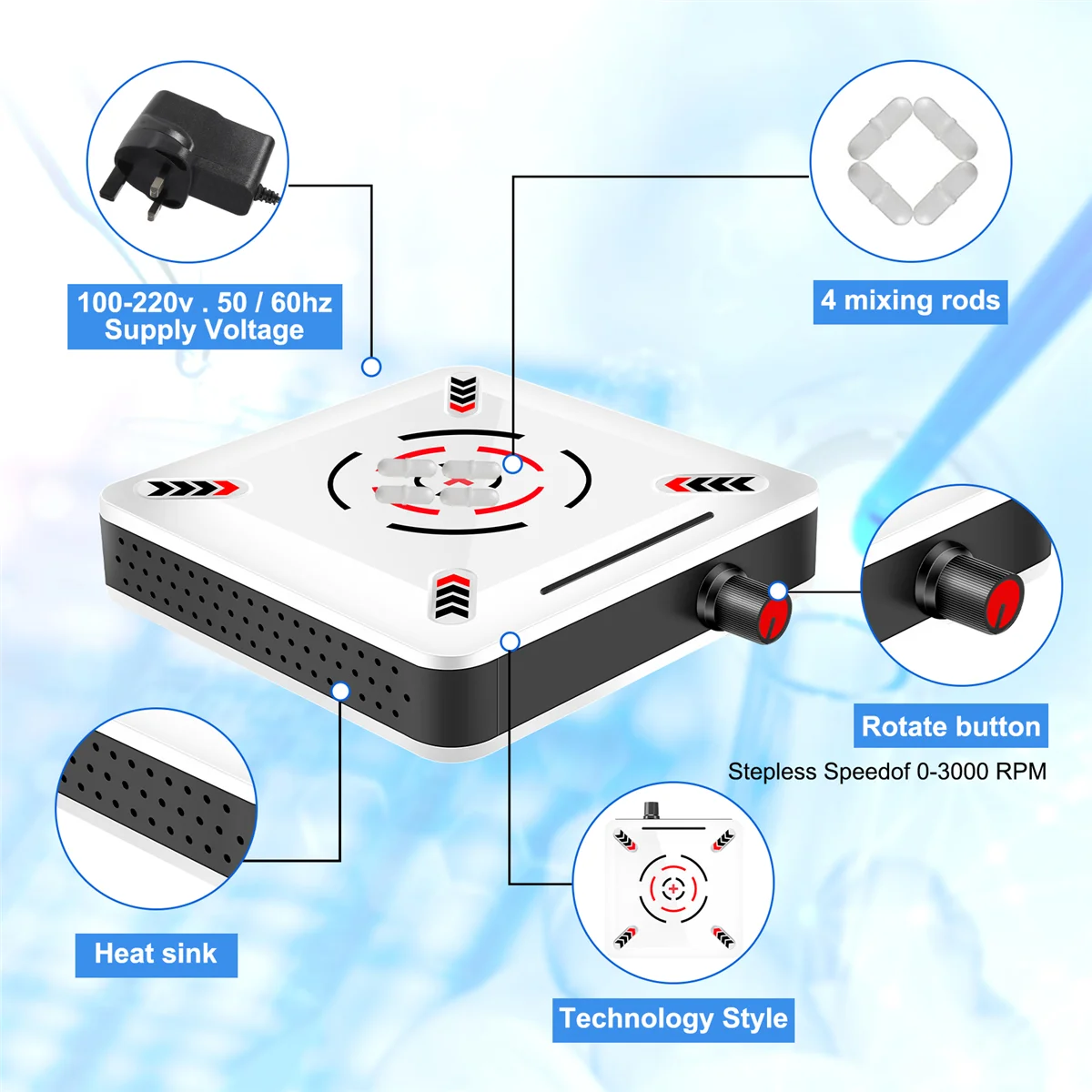 Магнитная мешалка 6 5-дюймовая пластина для перемешивания скорость 2500 об/мин