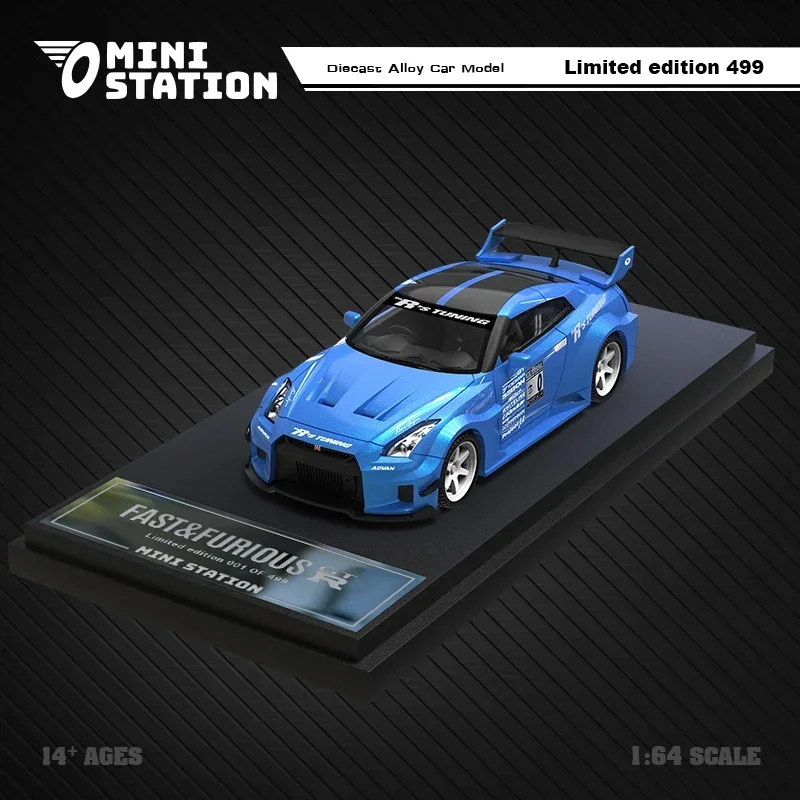 Литая под давлением модель автомобиля Mini Station 1:64 Fast & Furious Brian's GTR R35 3.0