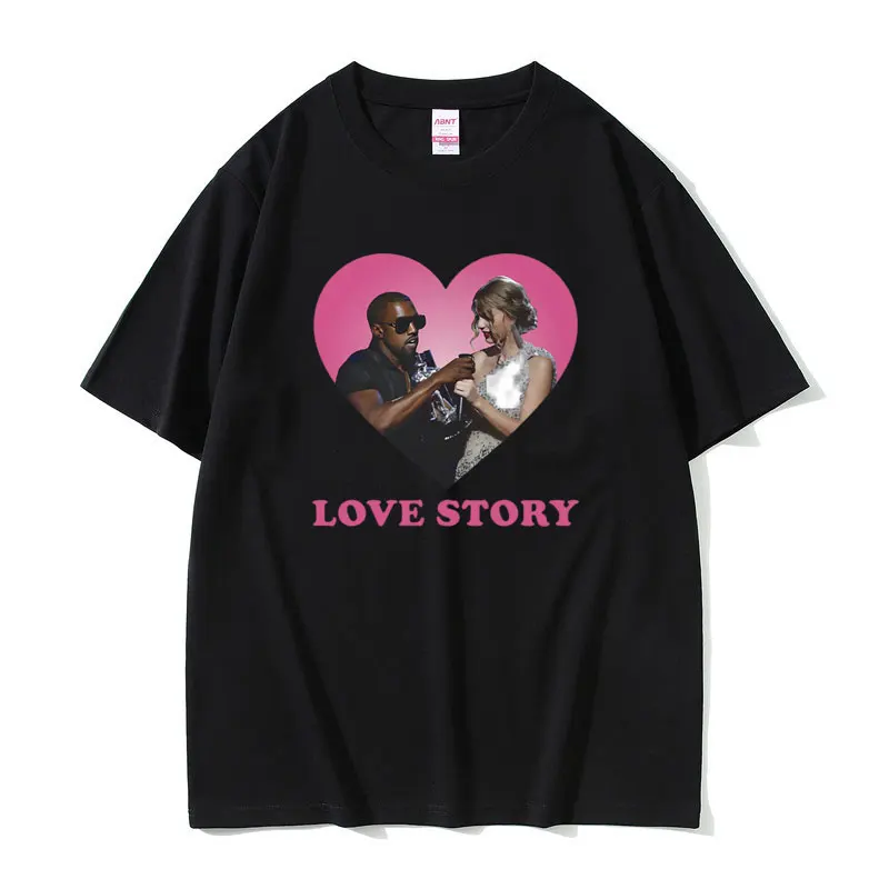 

Hip Hop Rapper Kanye West Print T-shirt Singer Taylor Love Story Graphic T Shirt Streetwear Men Women Hip Hop Oversized Tshirt