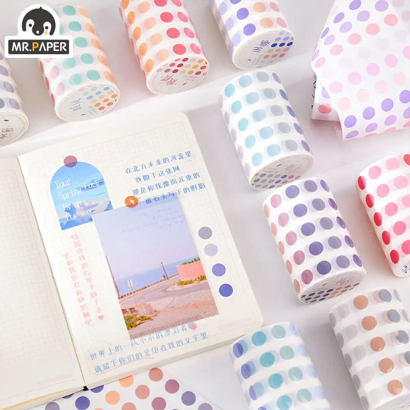 

Mr. Paper Stickers Small Refreshing Style Dots Washi Tape Aesthetic Stationery Supplies Cute Minimalist Adhesive Tape
