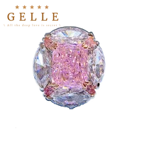 GELLE 100% 925 Sterling Silver Sparkling 6 Carats Pink High Opal Diamond Wedding Rings for Women Party Fine Jewelry Gift