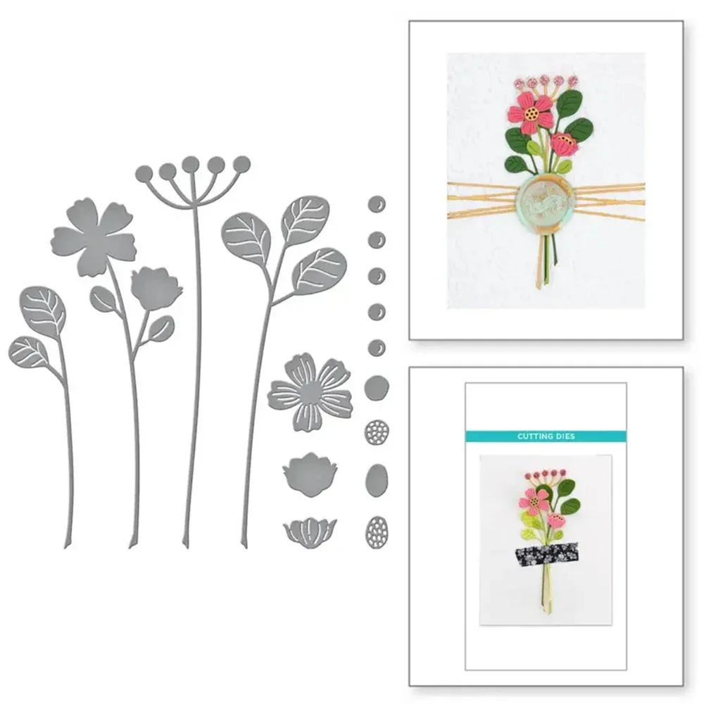 2024 новые металлические штампы для резки растений с цветущим стеблем рукоделия