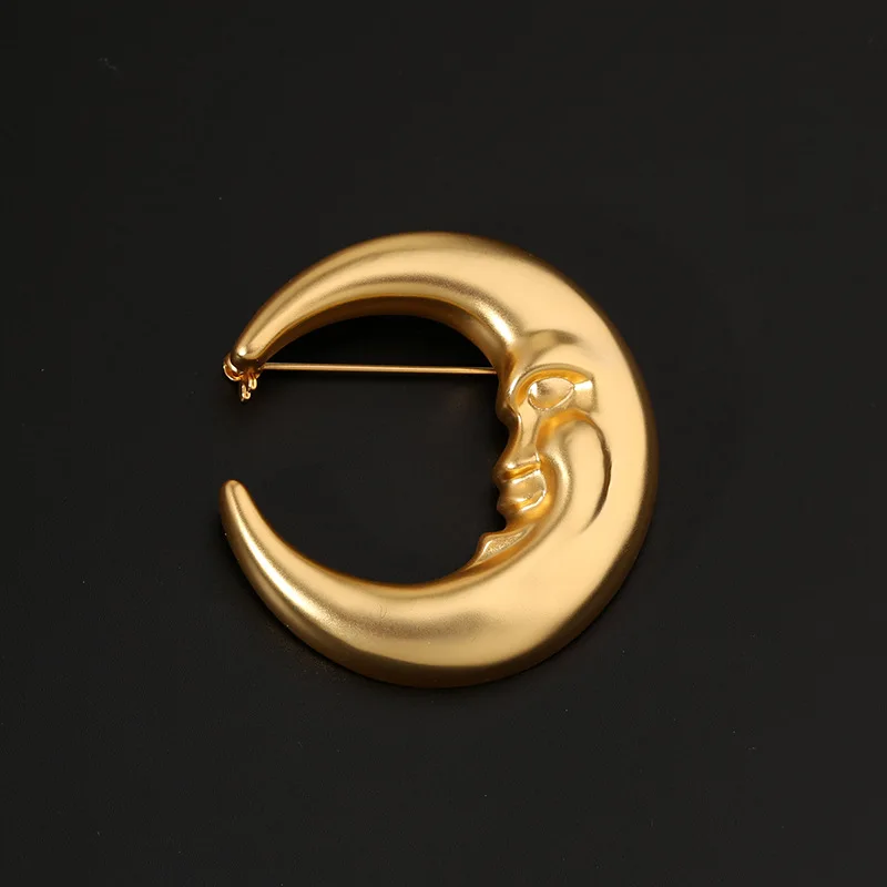 

Винтажная медная деталь позолоченная Лунная брошь женская антикварная модная шпилька для костюма