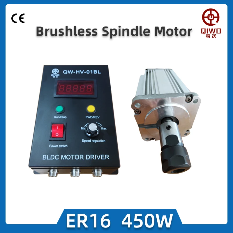 

450W/0.45KW 110/220VDC Motor Air Cooled Hall Brushless Spindle Motor ER16+Speed Governor Brushless DriverforCNC Engraver Machine