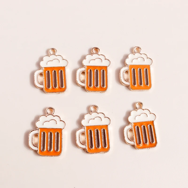 

10pcs 14x19mm Cute Enamel Summer Drink Beer Charms for Jewelry Making Earrings Pendants Necklaces DIY Bracelets Crafts Supplies