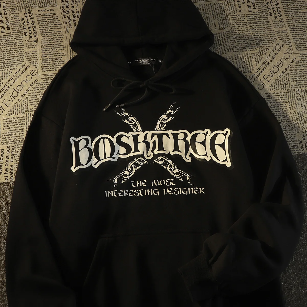 2022 Spring Autumn Pullover Tops Hip Hop Hoodie Streetwear Sweatshirt  Men Women Cartoon Dark Cross Rose Print  Harajuku Hoodie