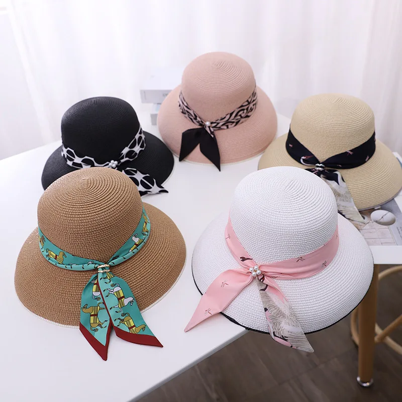 

Summer Hats Female Sand Beach Tourism POTS Caps Together Caps Sunshade Hat Fisherman Caps Bowknot Hat Fashion Elegant Art Wind C