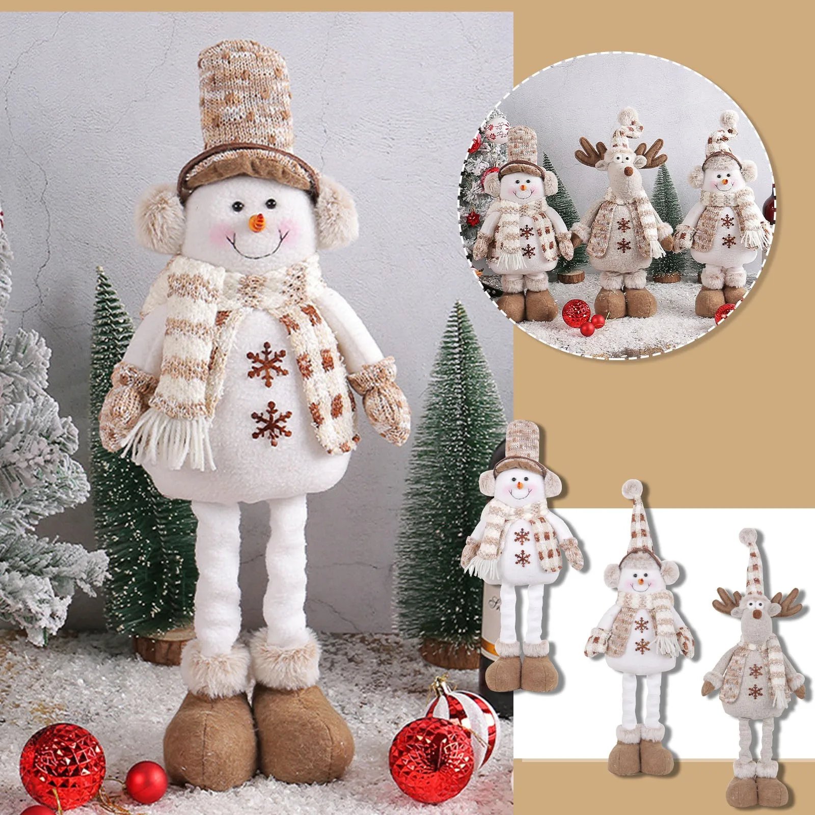 

Рождественская телескопическая кукла снеговик вязаный Лось Снеговик кукла окно украшение Рождественские украшения Украшение