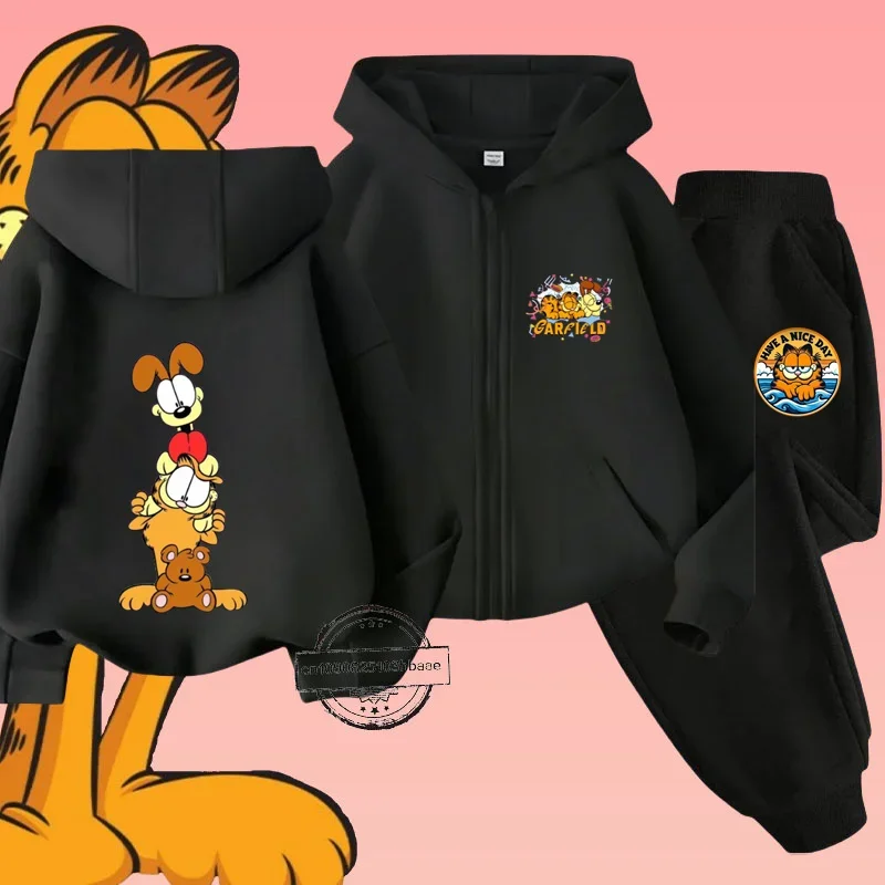 Детский комплект рубашек Garfiel на молнии с мультяшным аниме принтом осень/зима