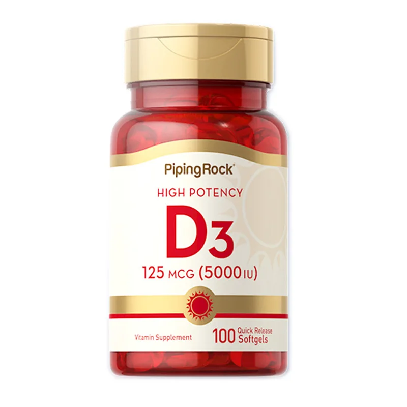 

PipingRock High Potency Active vitamin D3 125mcg (5000IU) 100 Softgels