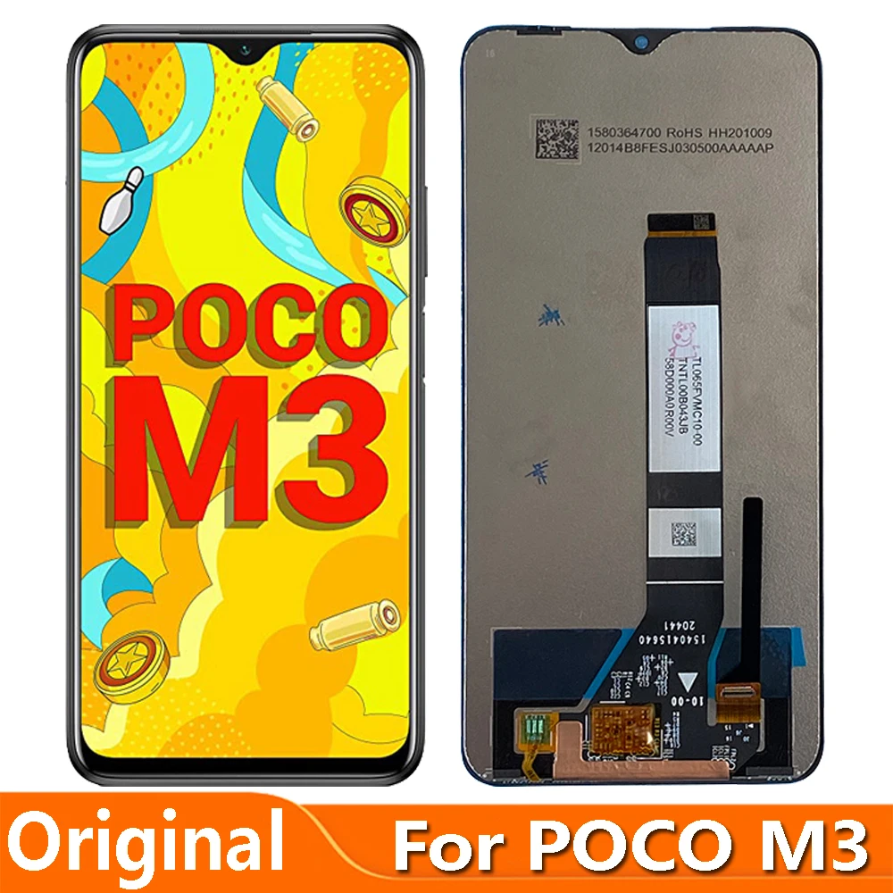 Оригинальный ЖК-дисплей 6,53 'для Xiaomi Poco M3, экран, сенсорная панель, дигитайзер M2010J19CG M2010J19CT, ЖК-дисплей для Poco M3 Pro