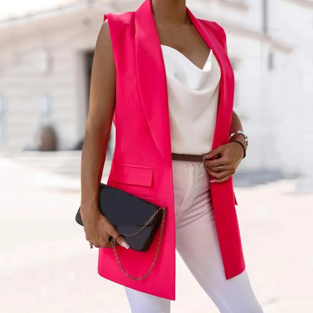 

Chic Autumn Pure Color Lapel Suit Coat Blazer Office Ladies Blazer Minimalist Breathable
