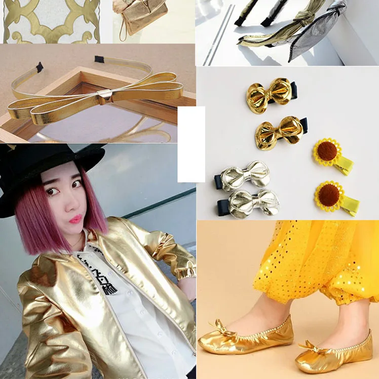 Мягкая ткань для косплея Золотая искусственная кожа изготовления поделок