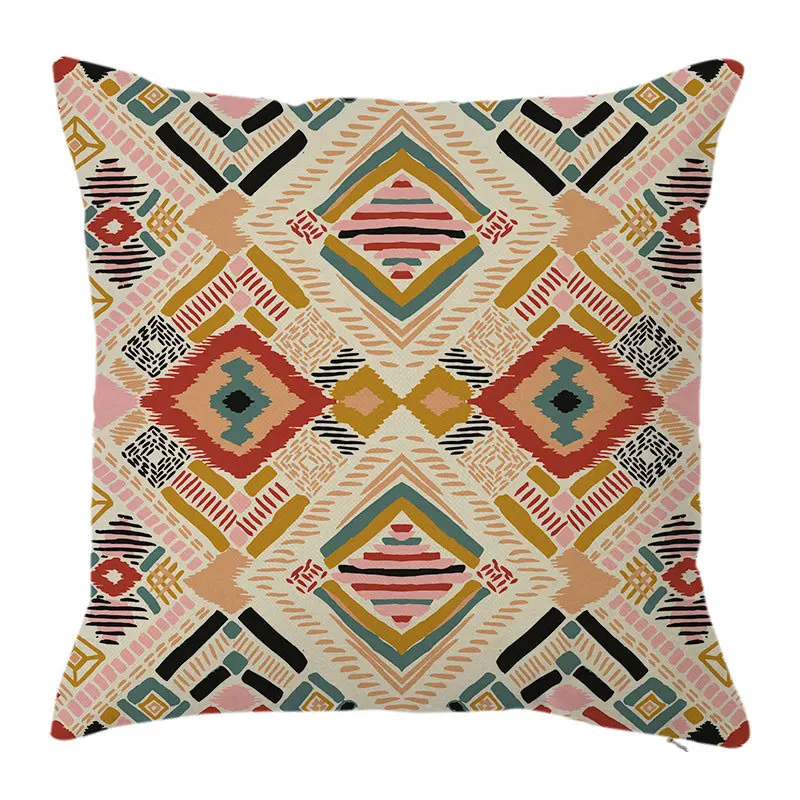 Наволочка в этническом стиле, разноцветная полосатая подушка в стиле бохо, с геометрическим рисунком, для гостиной, спальни, B0048