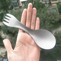 1pcs edc lightweight dual purpose fork spoon titanium alloy production outdoor picnic hiking portable cutlery tableware