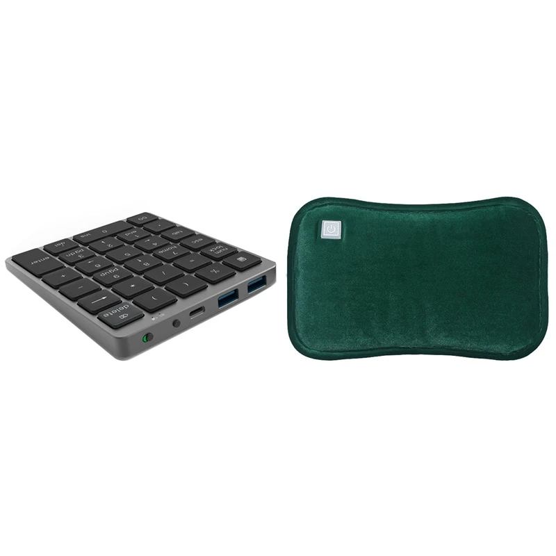 

Hand Warmer USB Heating Pad Green & N970 Wireless Bluetooth Numeric Keypad With USB HUB Dual Modes Morefunction Keys