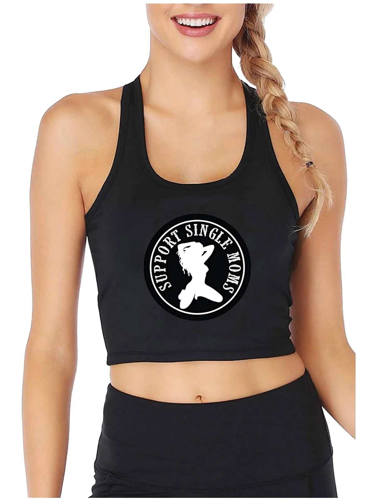 

Support Single Moms Graphic Sexy Slim Fit Crop Top Adult Fun Humorous Flirtation Tank Tops Hottie Naughty Training Camisole