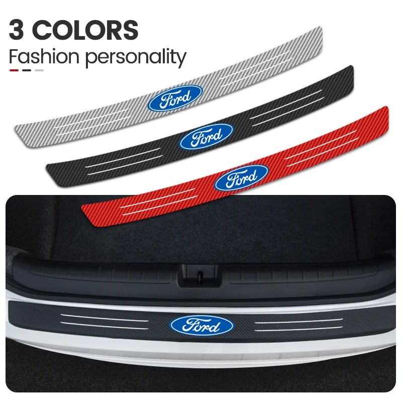 Защитная Наклейка на задний бампер автомобиля из углеродного волокна для Ford Mustang